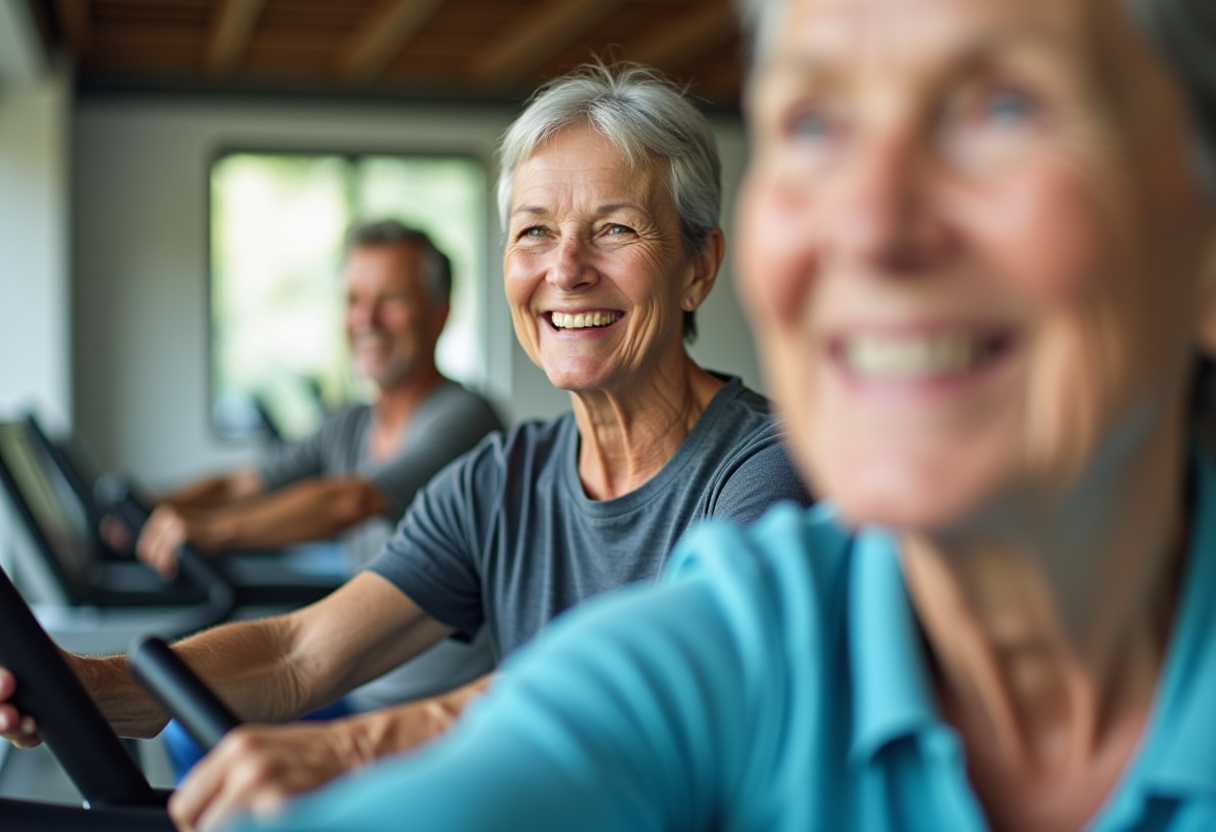 Активна жена в зряла възраст по време на тренировка